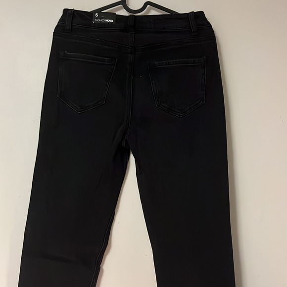 Supernova Side Split Straight Leg Jeans - Black - Picture 4 of 5